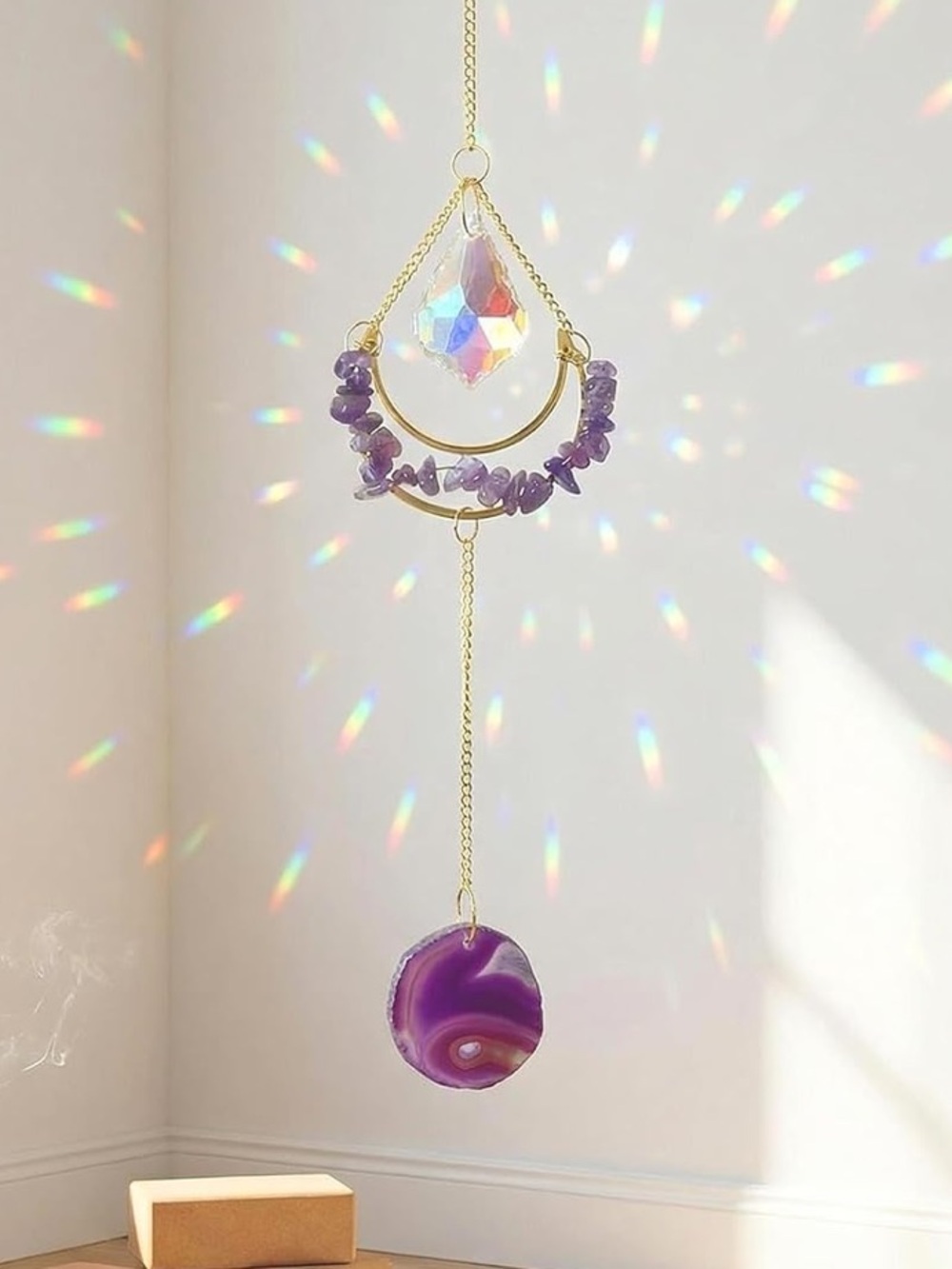 🆕New Amethyst Purple Agate Sun Catcher & Wind Chime - Picture 3 of 10